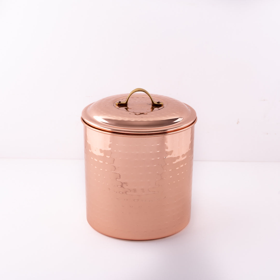 Hammered Copper Ice Bucket with Ice Tongs