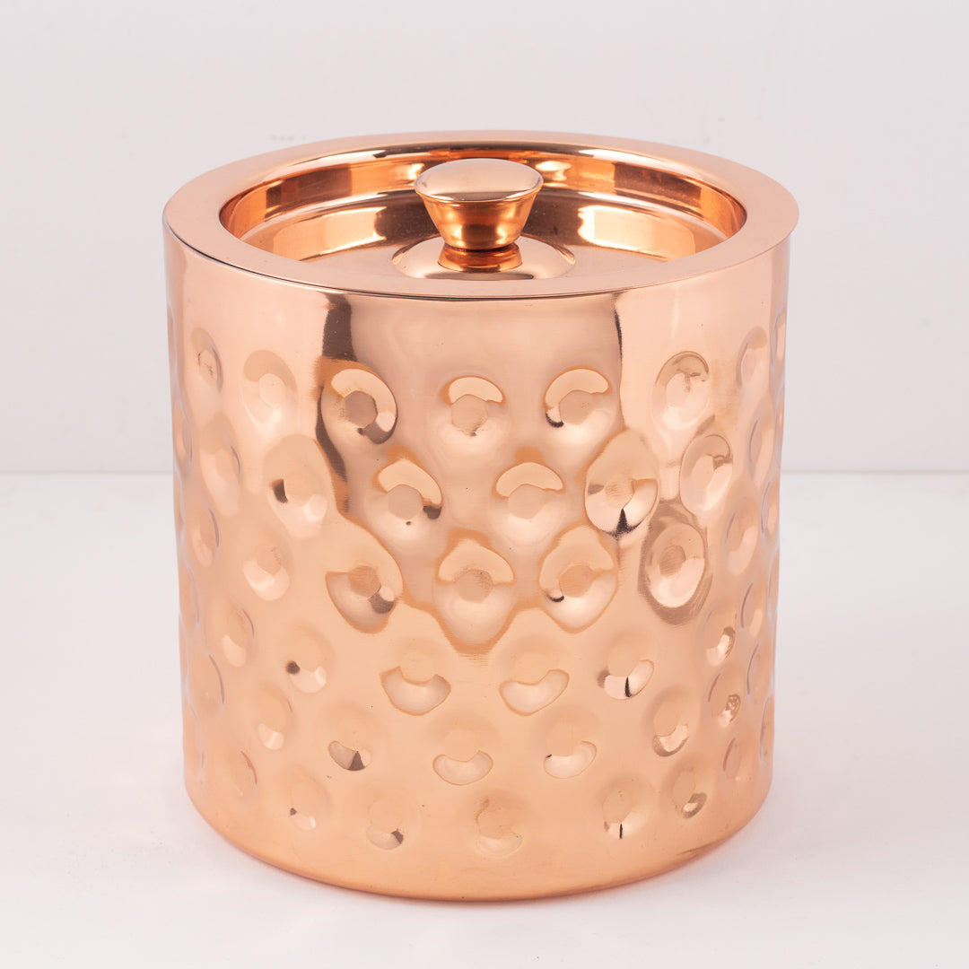 Embossed Copper Ice Bucket with Ice Tongs