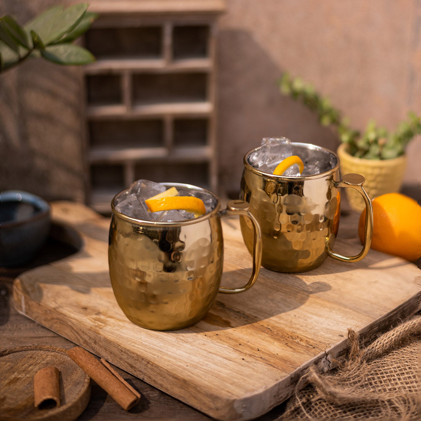 Gold Hammered Moscow Mule Mugs