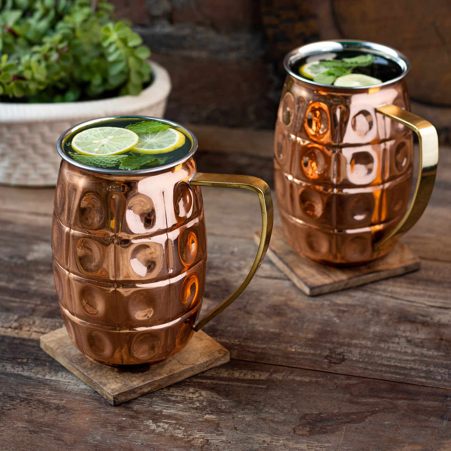 Embossed Copper 2 Ply Moscow Mule Mugs