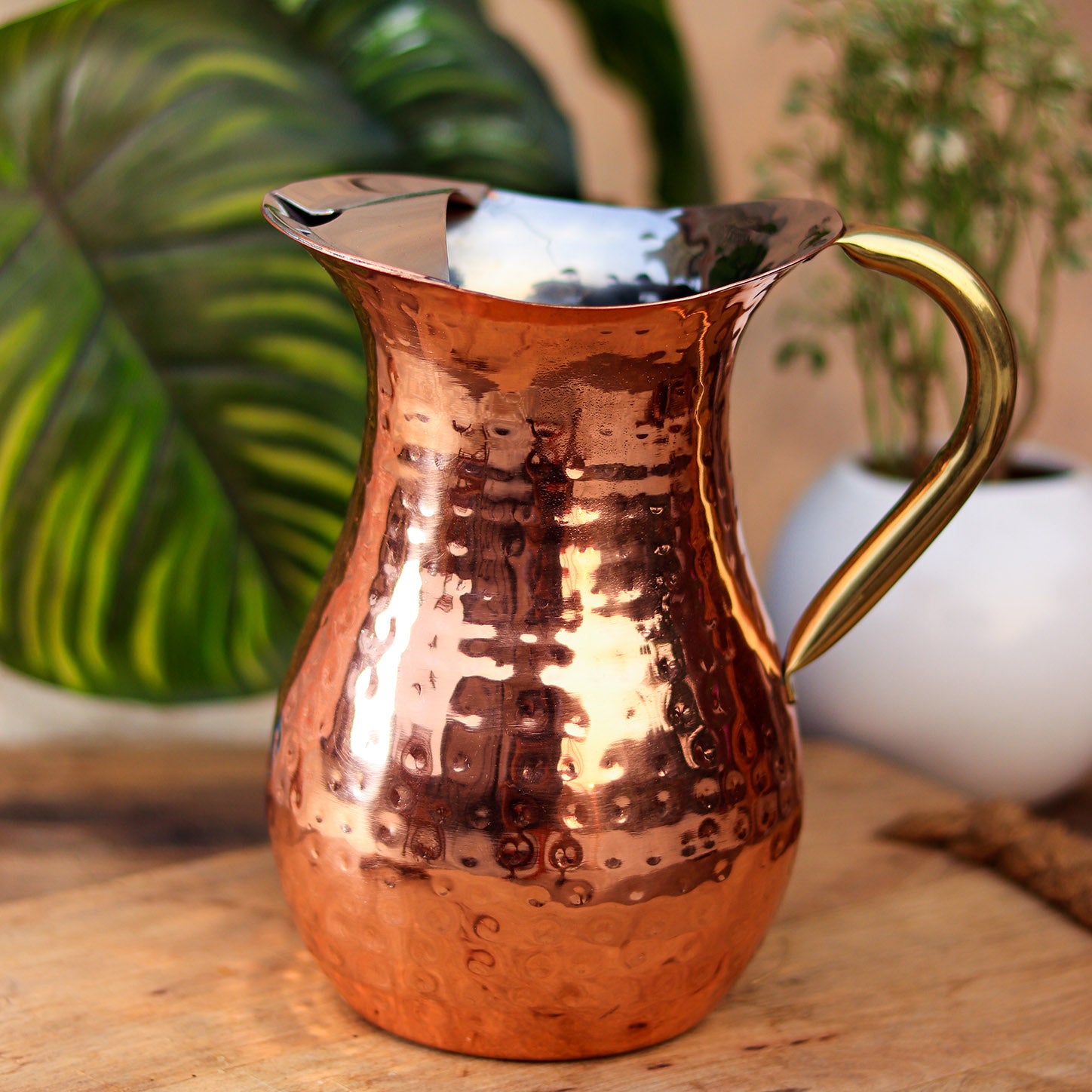Hammered Copper Water Pitcher - Large